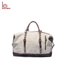 Bolso del duffle del viaje del cuero de la bolsa del equipaje de la lona de los hombres durables